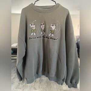 Men’s “Big Dogs” Olive Green Golf Graphic Crewneck Sweatshirt